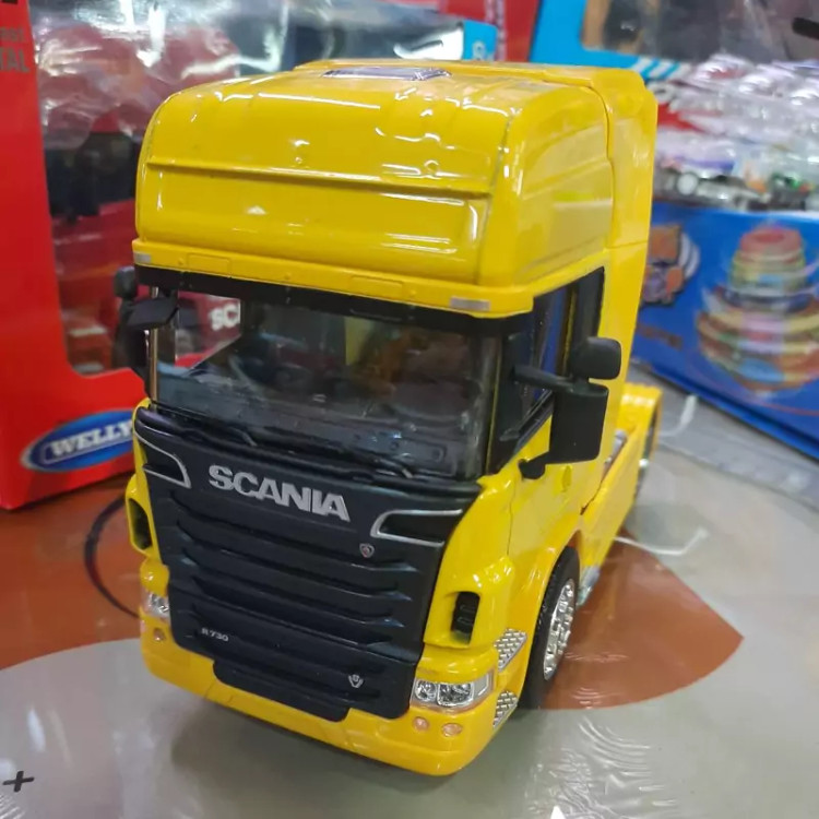 ماکت فلزی کله تریلی اسکانیا Scania V8 R730 برند ویلی رنگ زرد