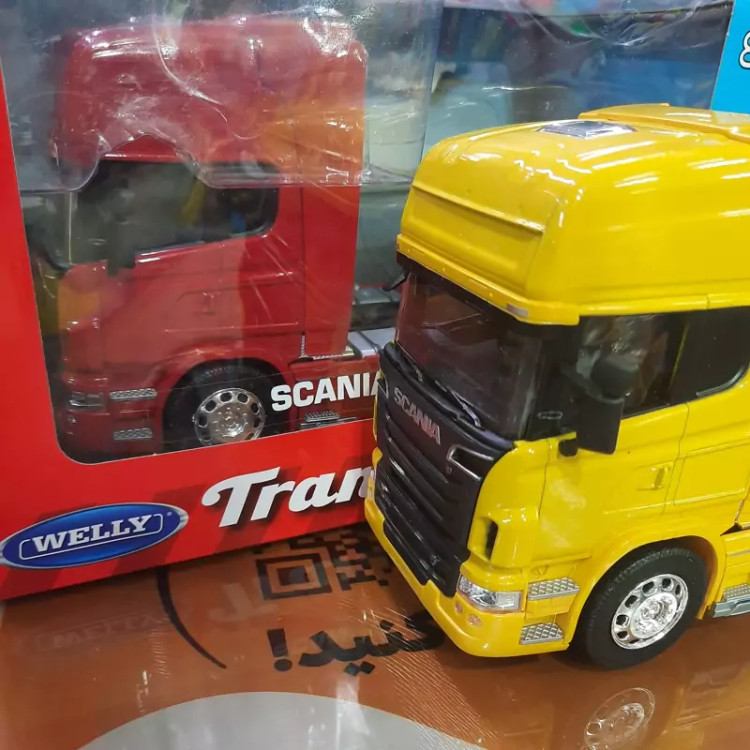 ماکت فلزی کله تریلی اسکانیا Scania V8 R730 برند ویلی رنگ زرد