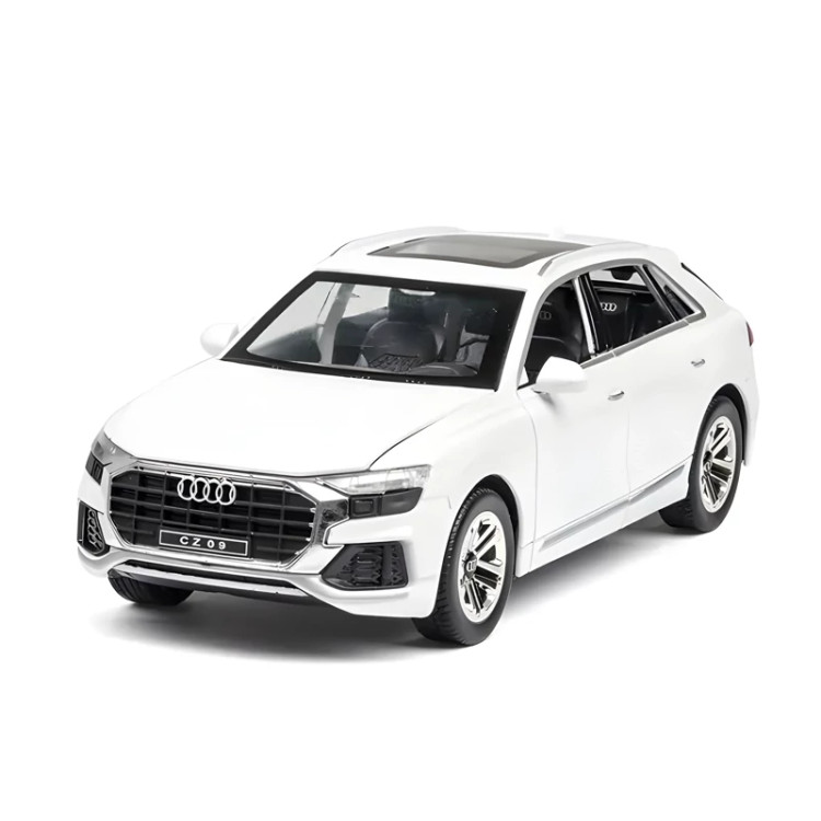 ماکت فلزی آئودیQ8 عقب کش موزیکال چراغ دار داری استند(Audi Q8 )
